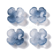 Baking Paint Glass Bead Caps, 4-Petal Flower, Light Steel Blue, 12x12x4.5mm, Hole: 1.4mm(GLAA-S202-04G)