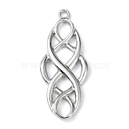 Rack Plating Alloy Pendants, Oval, Platinum, 39x16x3mm, Hole: 2.2mm(PALLOY-K023-01P)