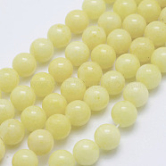 Natural Mashan Jade Round Beads Strands, Dyed, Light Yellow, 8mm, Hole: 1mm, about 51pcs/strand, 15.7 inch(X-G-D263-8mm-XS06)