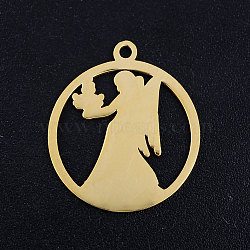 201 Stainless Steel Pendants, Constellation, Golden, Virgo, 20.5x18x1mm, Hole: 1.5mm(STAS-S105-JN363-6)