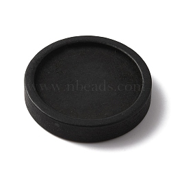 Wood Cabochon Settings, Flat Round, Black, Tray: 25mm, 30x6mm(WOOD-WH0027-50A)