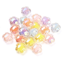 Transparent Acrylic Beads, Bead in Bead, Flower, Mixed Color, 17x17.5x10.5mm, Hole: 2mm(OACR-P023-08)