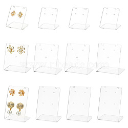12Pcs 3 Styles Organic Glass & Acrylic Earring Displays Sets, Rectangle, Clear, 35x34x27mm, 4pcs/style(EDIS-DR0001-09)