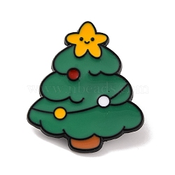 Christmas Theme Enamel Pins, Alloy Brooches for Backpack Clothes, Christmas Tree, 29x25x1mm(JEWB-M043-05F)