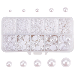 ABS Plastic Imitation Pearl Cabochons, Half Round, White, 135x70x30mm, about 15193pcs/box(SACR-PH0007-09)