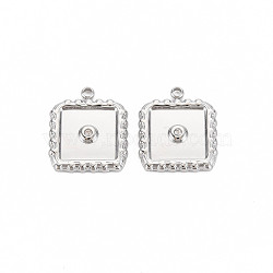 304 Stainless Steel Pendants, with Crystal Rhinestone, Square, Stainless Steel Color, 16.5x14x2mm, Hole: 1.6mm(STAS-N097-192P)