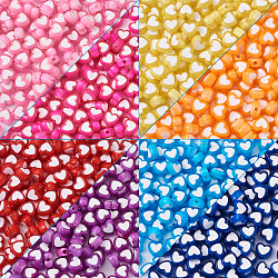 Opaque Acrylic Beads, Heart, Mixed Color, 7.3x8.3x3.9mm, Hole: 1.8mm, 8 colors, 30pcs/color, 240pcs/set(OACR-BT0001-01)
