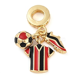 Rack Plating Brass Enamel Sports European Dangle Charms, Football & Clothes Large Hole Pendants, Real 18K Gold Plated, Long-Lasting Plated, Cadmium Free & Lead Free, Red, 25mm, Hole: 4.5mm, Pendant: 9.5~13x5~11x2~6.5mm(KK-P287-35A-G)