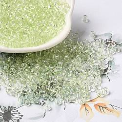 Transparent Colours Glass Seed Beads, Rondelle, Pale Green, 6/0, 4x3mm, Hole: 1.4mm, about 5700pcs/pound(SEED-P007-02A-06)
