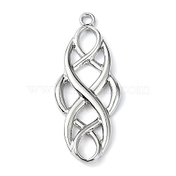 Rack Plating Alloy Pendants, Oval, Platinum, 39x16x3mm, Hole: 2.2mm(PALLOY-K023-01P)