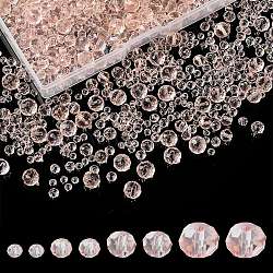 8 Strands 4 Style Transparent Glass Beads Strands, Faceted, Rondelle, Pink, 3~8x2~6mm, Hole: 0.4~1mm, about 65~155pcs/strand, 15~16.9 inch(38~43cm), 2 Strands/style(EGLA-YW0003-11C)