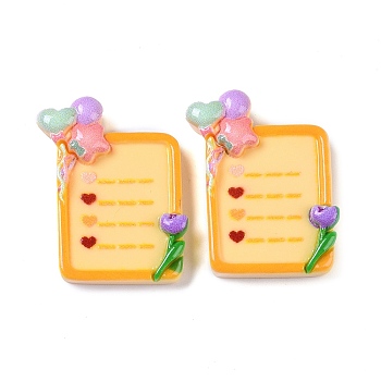 Opaque Resin Decoden Cabochons, Notepad, Gold, 29.5x23.5x7.5mm