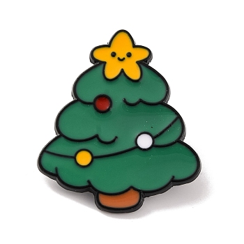 Christmas Theme Enamel Pins, Alloy Brooches for Backpack Clothes, Christmas Tree, 29x25x1mm