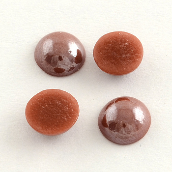 (Clearance Sale)Pearlized Plated Opaque Glass Cabochons, Half Round/Dome, Sienna, 5.5x3mm