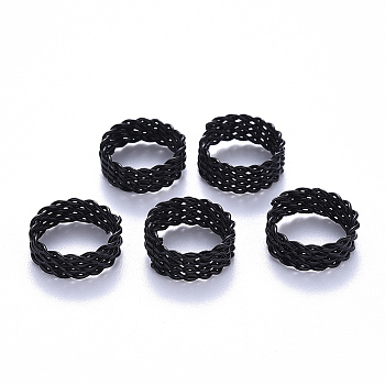 Electrophoresis Iron Twisted Hair Coil Dreadlock Beads, Dread Cuff Coil, Ring, 4 Loops, Black, 14x5mm, Hole: 11.5mm