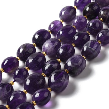 Natural Amethyst Beads Strands, Oval, 9.5~19.5x8~13.5x5.5~13mm, Hole: 0.9~1.2mm, about 24~27pcs/strand, 14.96~15.55''(38~39.5cm)