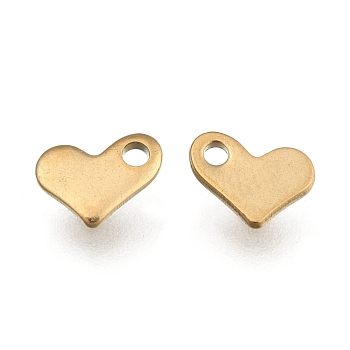 Ion Plating(IP) 304 Stainless Steel Heart Charms, Chain Extender Teardrop, Golden, 8.5x6.5x1mm, Hole: 1.5mm