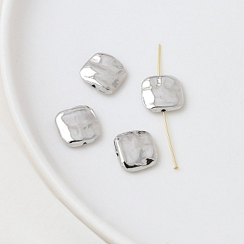 Brass Spacer Beads, Platinum, Square, 12x12mm, Hole: 2mm