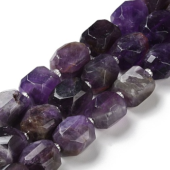 Natural Amethyst Beads Strands, Nuggets, Faceted, with Seed Beads, 14~17x11~14x9~13.5mm, Hole: 1mm, about 20~22pcs/strand, 15.16~15.75 inch(38.5~40cm)