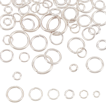 10 bags 6 sizes 925 Sterling Silver Jump Rings, Open Jump Ring, Round Ring, with 1 Sheet Double Sided Suede Fabric Silver Polishing Cloth, Silver, Ring: 21~26 Gauge, 2.5~6x0.4~0.7mm, Inner Diameter: 1.5~4.8mm, 6pcs/bag