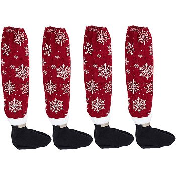 Cloth Chair Leg Floor Protectors, Chair Leg Cover, Christmas Snowflake Pattern, Dark Red, 405x160x13mm