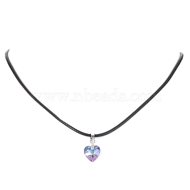 Glass Heart Pendant Necklaces(NJEW-JN04476)-3
