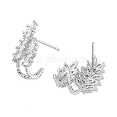 Rack Plating Leaf Brass Stud Earrings(EJEW-N055-30P-RS)-2