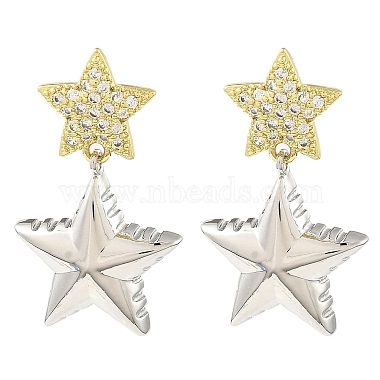 Star Brass+Cubic Zirconia Stud Earrings