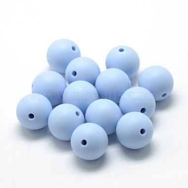 8mm Light Steel Blue Round Silicone Beads