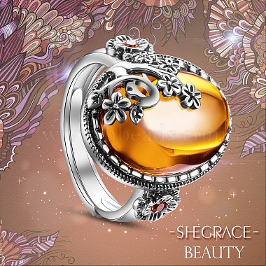 Shegrace thai 925 anillos ajustables de plata esterlina(JR376E)-3