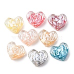 Transparent Resin & Natural Shell Beads, with Gold Foil, Texture, Heart, 17.5x20~20.5x8~8.5mm, Hole: 2mm(RESI-B039-01B)