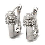 Stainless Steel & Rhineston Hoop Earrings for Women, Stainless Steel Color, 21.5x8.5mm(EJEW-C110-01P)