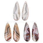 Natural Mexican Agate Pendants, Teardrop Charms, 39.5~40x13~13.5x4.5~5mm, Hole: 1.2mm(G-K381-15A)