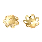 Brass Bead Caps, Flower, Cadmium Free & Lead Free, Rack Plating, Long-Lasting Plated, Real 18K Gold Plated, 7x1.5mm, Hole: 1mm(KK-C260-07G)