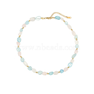 Elegant Natural Rose Quartz & Aquamarine Beaded Necklaces for Women, 15.75 inch(400mm)(PA6706-2)