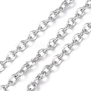 Oval Oxidation Aluminum Coffee Bean Chains, Unwelded, Platinum, Link: 10x7x2mm, about 30 yards/roll(CHA-K003-03P)