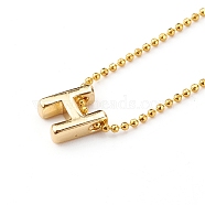 Brass Initial Pendant Necklaces, with Ball Chains, Golden, Letter.H, 16.14 inch(41cm)(NJEW-JN03330-05)