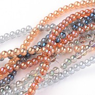 Electroplate Glass Round Beads Strands, Mixed Style, Mixed Color, 3x3mm, Hole: 1mm, about 126pcs/strand, 14.5 inch(EGLA-O001-M-3mm)