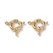 Eco-friendly Brass Spring Ring Clasps, Cadmium Free & Lead Free, Long-Lasting Plated, Real 24K Gold Plated, 15x15x2~5mm,Hole:2mm(KK-D082-02G-E)
