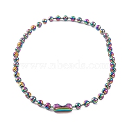 Ion Plating(IP) 304 Stainless Steel Ball Chain Necklaces for Women, Rainbow Color, 16.54 inch(42cm), bead: 6mm(NJEW-G135-01C-RC)