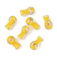 Handmade Silver Foil Glass Beads, Vase, Yellow, about 16mm wide, 25mm long, hole: 3mm(X-SLT006J-4)