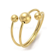 Round Ball 304 Stainless Steel Cuff Ring, Golden, US Size 8 1/2(18.5mm)(RJEW-C036-03C-G)