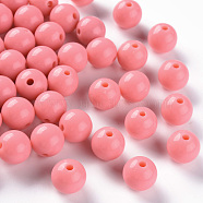 Opaque Acrylic Beads, Round, Salmon, 10x9mm, Hole: 2mm, about 940pcs/500g(MACR-S370-C10mm-A04)