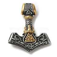 Viking 304 Stainless Steel Pendants, Anchor with Valknut Charm, Antique Silver & Golden, 42x34.5x8mm, Hole: 7x5mm(STAS-Z059-05AS)