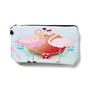 Flamingo Pattern Polyester  Makeup Storage Bag, Multi-functional Travel Toilet Bag, Clutch Bag with Zipper for Women, Light Blue, 22x12.5x5cm(AJEW-Z013-01D)