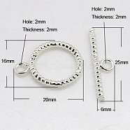 Brass Toggle Clasps, Lead Free, Cadmium Free and Nickel Free, Platinum Color, Ring: 20x16x2mm, hole: 2mm, Bar: 25x6x2mm, hole: 2mm.(KK-E265-N-NR)
