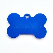 Pet Aluminium Pendants, Stamping Blank Tag, Bone, Blue, 25x38x1mm, Hole: 2.5mm(ALUM-WH0006-05)