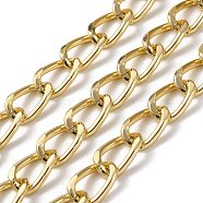 Oxidation Aluminum Diamond Cut Faceted Curb Chains, Twisted Chains, Unwelded, with Spool, Light Gold, 12x8x2.5mm, about 131.23 Feet(40m)/Roll(CHA-H001-12KCG)
