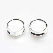 Tibetan Style Alloy Slide Charms Cabochon Settings, Flat Round, Cadmium Free & Lead Free, Antique Silver, Tray: 14mm, 16x5mm, Hole: 10x2.5mm(X-PALLOY-Q341-04AS-LF)