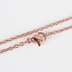 304 Stainless Steel Cable Chain Necklace Making, with Lobster Claw Clasps, Vacuum Plating, Rose Gold, 17.7 inch(45cm), Lobster Claw Clasps: 6x9x3mm(X-STAS-P045-01RG-A)